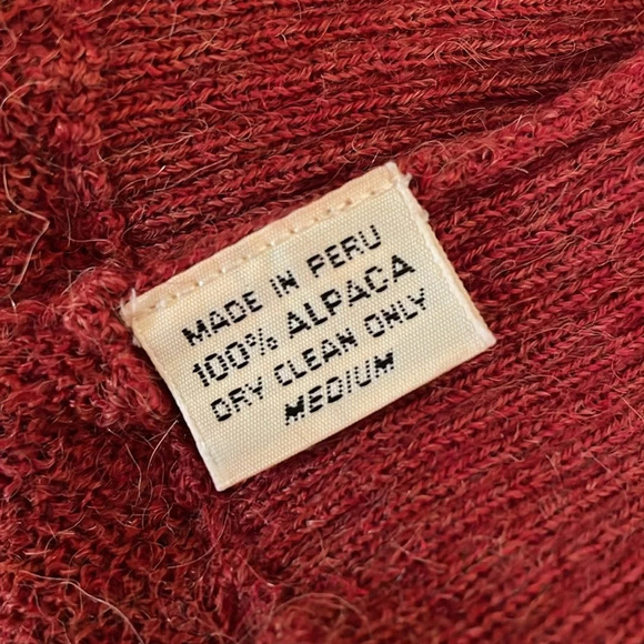 Andean men’s vest medium alpaca wool sweater red orange vneck stretch trend - Picture 4 of 5